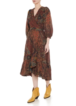 POLO RALPH LAUREN ΜΙΝΤΙ WRAP DRESS Καφέ 5 POLO RALPH LAUREN ΜΙΝΤΙ WRAP DRESS Καφέ - Image 5