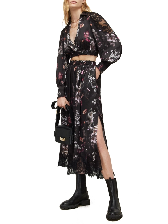 ALL SAINTS MIDI FLORAL ΦΟΥΣΤΑ Μαύρο 3 ALL SAINTS MIDI FLORAL ΦΟΥΣΤΑ Μαύρο - Image 3
