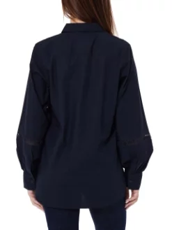 TOMMY HILFIGER ΠΟΥΚΑΜΙΣΟ ΜΕ ΦΟΥΣΚΩΤΑ ΜΑΝΙΚΙΑ Navy -Γυναικεια Ρουχα Κατάστημα 30 209