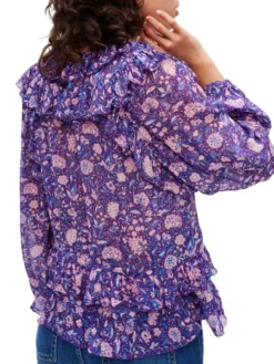 MAJE ΕΜΠΡΙΜΕ ΜΠΛΟΥΖΑ ΜΕ ΒΟΛΑΝ Μωβ -Γυναικεια Ρουχα Κατάστημα 30 310