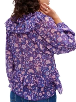 MAJE ΕΜΠΡΙΜΕ ΜΠΛΟΥΖΑ ΜΕ ΒΟΛΑΝ Μωβ -Γυναικεια Ρουχα Κατάστημα 30 311