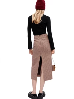 MAJE ΦΟΥΣΤΑ ΜΕ ΑΝΟΙΓΜΑ Καρό -Γυναικεια Ρουχα Κατάστημα 30 32