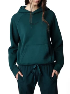 ZADIG & VOLTAIRE ΦΟΥΤΕΡ ΜΠΛΟΥΖΑ ΜΕ ΚΟΥΚΟΥΛΑ ΚΑΙ ΣΧΕΔΙΟ Πετρόλ -Γυναικεια Ρουχα Κατάστημα 30 356