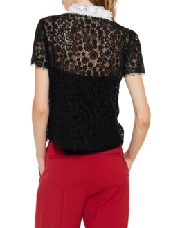 RED VALENTINO ΜΠΛΟΥΖΑ ΑΠΟ ΔΑΝΤΕΛΑ Μαύρο -Γυναικεια Ρουχα Κατάστημα 30 402