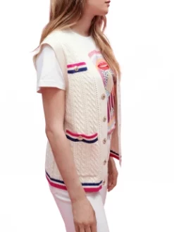 MAJE ΠΛΕΚΤΟ ΓΙΛΕΚΟ ΜΕ ΡΙΓΕΣ Εκρού -Γυναικεια Ρουχα Κατάστημα 30 453