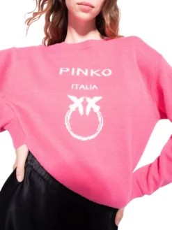 PINKO ΜΑΛΛΙΝΟ ΠΟΥΛΟΒΕΡ ΜΕ ΛΟΓΟΤΥΠΟ Φούξια -Γυναικεια Ρουχα Κατάστημα 30 470