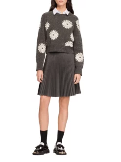 SANDRO ΠΛΕΚΤΟ FLORAL ΠΟΥΛΟΒΕΡ Γκρι -Γυναικεια Ρουχα Κατάστημα 30 484