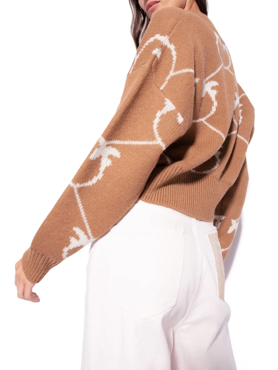 PINKO CROPPED ΠΟΥΛΟΒΕΡ ΜΕ ΜΟΝΟΓΡΑΜΜΑ Μπεζ 3 PINKO CROPPED ΠΟΥΛΟΒΕΡ ΜΕ ΜΟΝΟΓΡΑΜΜΑ Μπεζ - Image 3