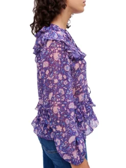 MAJE ΕΜΠΡΙΜΕ ΜΠΛΟΥΖΑ ΜΕ ΒΟΛΑΝ Μωβ -Γυναικεια Ρουχα Κατάστημα 40 130