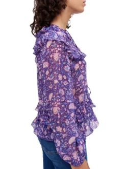 MAJE ΕΜΠΡΙΜΕ ΜΠΛΟΥΖΑ ΜΕ ΒΟΛΑΝ Μωβ -Γυναικεια Ρουχα Κατάστημα 40 131