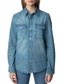ZADIG & VOLTAIRE ΓΥΝΑΙΚΕΙΟ ΠΟΥΚΑΜΙΣΟ DENIM Γαλάζιο -Γυναικεια Ρουχα Κατάστημα 40 133