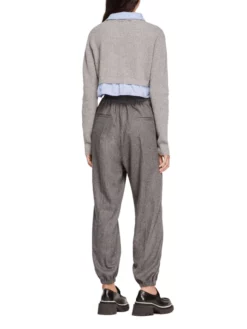 SANDRO ΚΟΝΤΟ ΠΛΕΚΤΟ ΠΟΥΛΟΒΕΡ Γκρι -Γυναικεια Ρουχα Κατάστημα 40 144