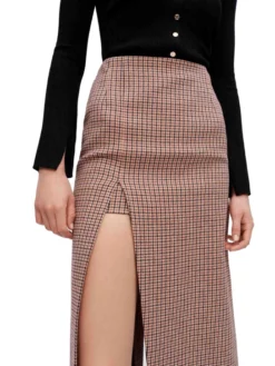 MAJE ΦΟΥΣΤΑ ΜΕ ΑΝΟΙΓΜΑ Καρό -Γυναικεια Ρουχα Κατάστημα 40 16