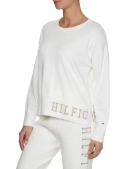 TOMMY HILFIGER ΠΟΥΛΟΒΕΡ ΜΕ ΛΟΓΟΤΥΠΟ Λευκό -Γυναικεια Ρουχα Κατάστημα 40 215