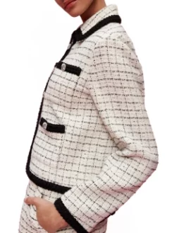 MAJE ΚΑΡΟ TWEED ΣΑΚΑΚΙ Λευκό -Γυναικεια Ρουχα Κατάστημα 40 99