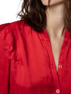 ZADIG & VOLTAIRE ΓΥΝΑΙΚΕΙΟ ΠΟΥΚΑΜΙΣΟ ΜΕ ΒΟΛΑΝ Κόκκινο -Γυναικεια Ρουχα Κατάστημα 50 25