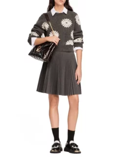 SANDRO ΠΛΕΚΤΟ FLORAL ΠΟΥΛΟΒΕΡ Γκρι -Γυναικεια Ρουχα Κατάστημα 50 38